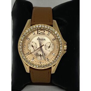 Fossil Riley ES2811 Women's Brown Leather Analog Dial Quartz Wrist Watch OP797